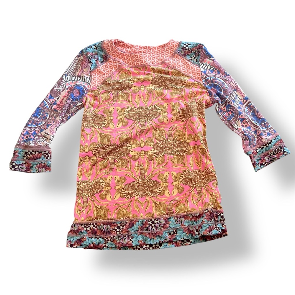 Maaji Reversible Rashguard Top Iconic Multicolor Boho Surf Swim Shirt Sz Small